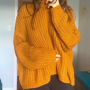 Oversized brown knit sweater